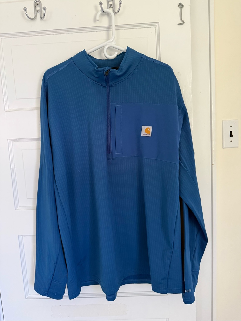 Carhartt Blue Quarter-Zip Work Pullover with Chest Patch